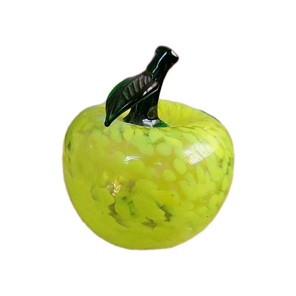 Murano Style Art Glass Yellow Apple Speckled Vintage